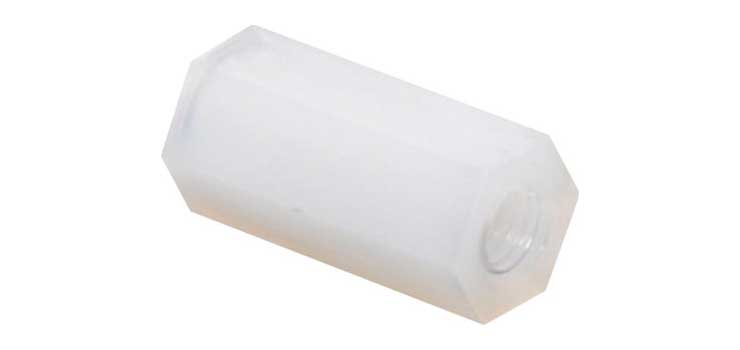 M3 x 12mm Nylon Tapped Spacer Pk 1000