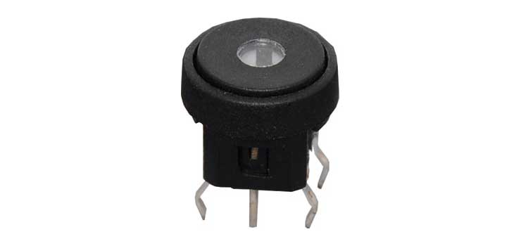 SPST Green LED PCB Mount Round Tactile Switch