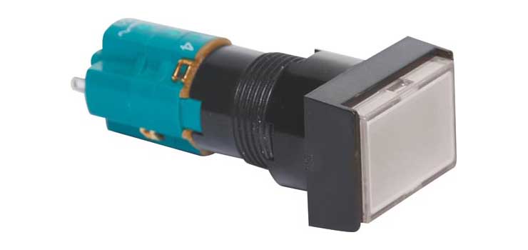 DPST Mom. White Illuminated Solder Tail Pushbutton Switch