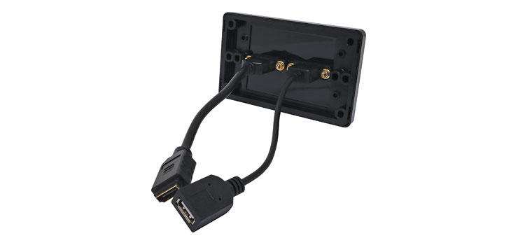 HDMI USB A Black Wallplate with Flyleads