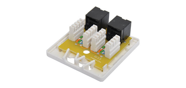 Dual Keystone Surface Mount Wall Box RJ45 Cat6a