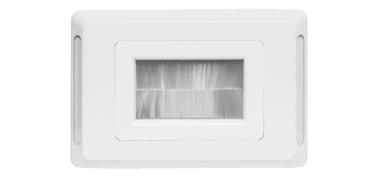 Flat White Brush Entry Wallplate - Clipsal Pro