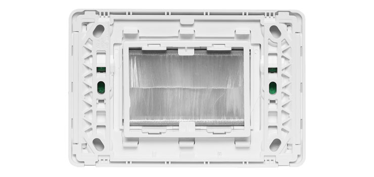 Flat White Brush Entry Wallplate - Clipsal Pro