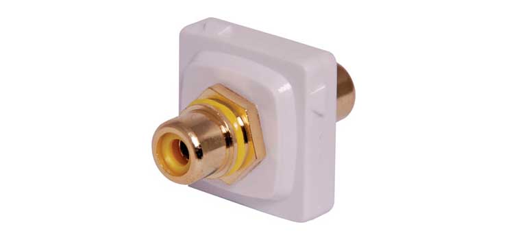 Yellow RCA to RCA Clipsal Clip-In Mechanism