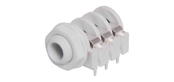 6.35mm 3PST Insulated PCB Mount Stereo White Jack Socket