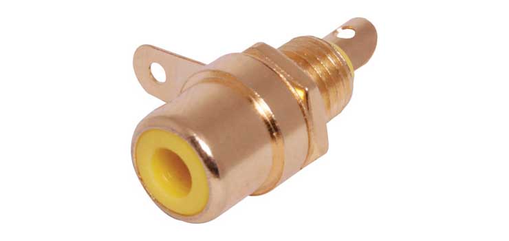 Yellow RCA Socket Chassis Gold