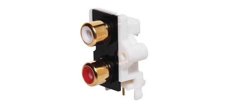 2 Way PCB Mount Gold RCA Socket 