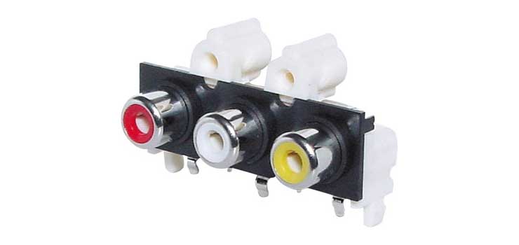 3 Way PCB Mount RCA Socket