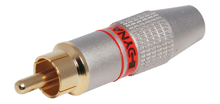 Red 8mm Pro Metal Gold RCA Line Plug