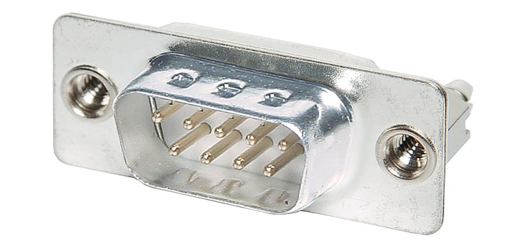 DE9 Male PCB Mount With Board Locks