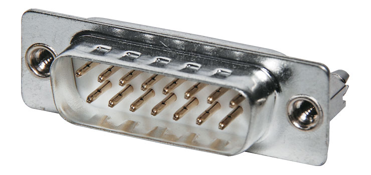 DA15 Male PCB Mount With Board Locks