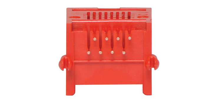8P8C RJ45 Modular Socket Low Profile PCB Mount Red