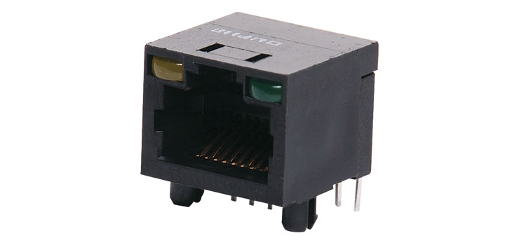 8P8C RJ45 Modular Socket PCB Mount With LEDs