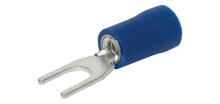 Blue 4mm Fork Crimp Pk 10