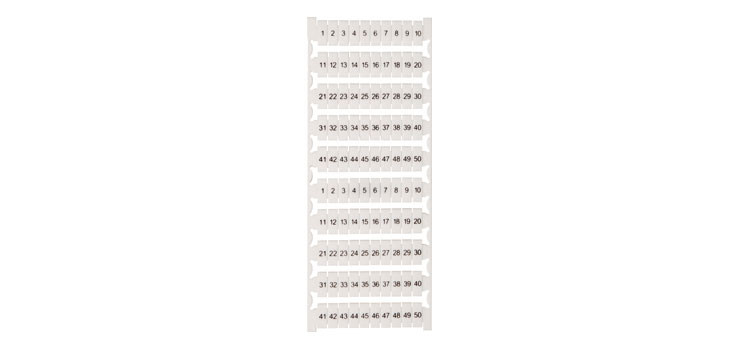 DIN Rail Labels 51-100 Suit 45A Terminals