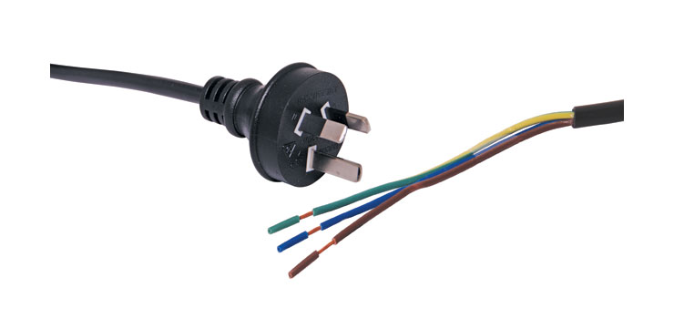2m 7.5A 3 Pin Black Bare Ends Mains Power Cable