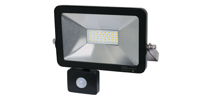 20W 240V AC IP65 Natural White LED Floodlight with Motion Sensor
