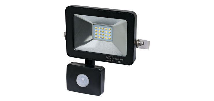 10W 240V AC IP65 Natural White LED Floodlight with Motion Sensor
