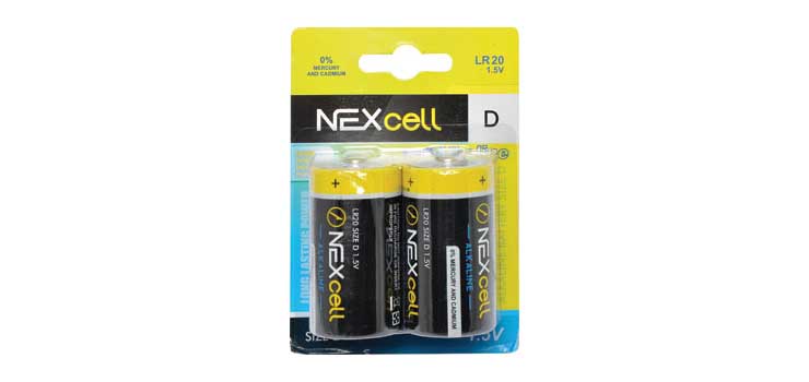 D Nexcell Mercury Free Alkaline Battery 2pk