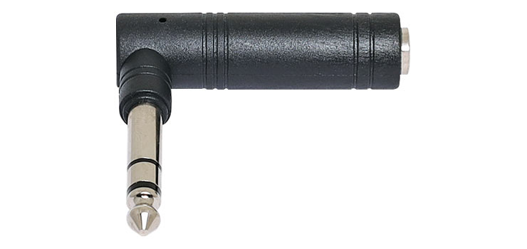 6.35mm Stereo Plug to 6.35mm Stereo Socket Right Angle Adapter
