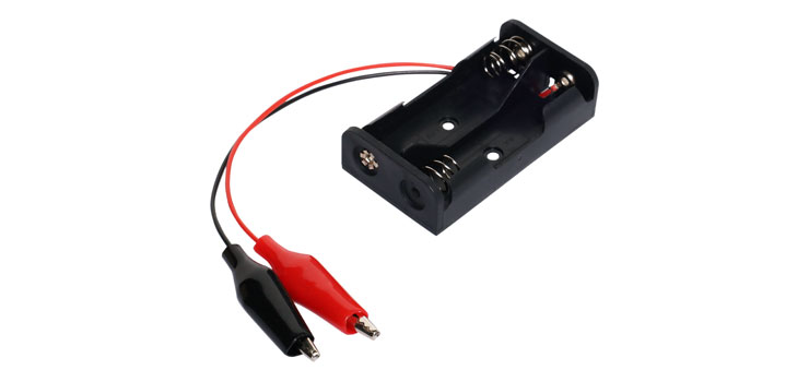 2 X AA Battery Holder With Crocodile Clips
