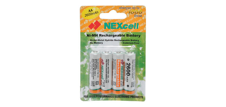 AA 2600mA NiMH Rechargeable Battery 4pk