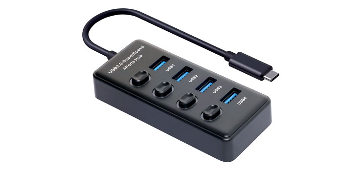 USB Type C 3.0 4 Port Powered Hub With Switching