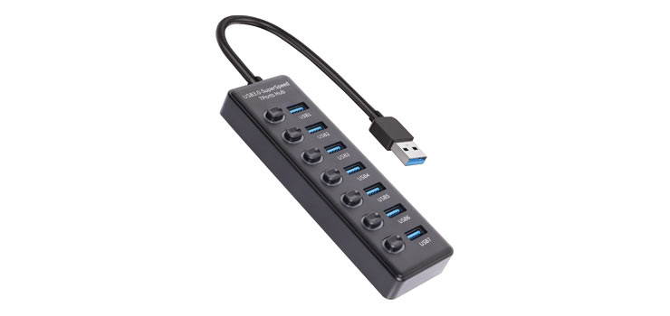 7 Port Powered USB Hub With Switching