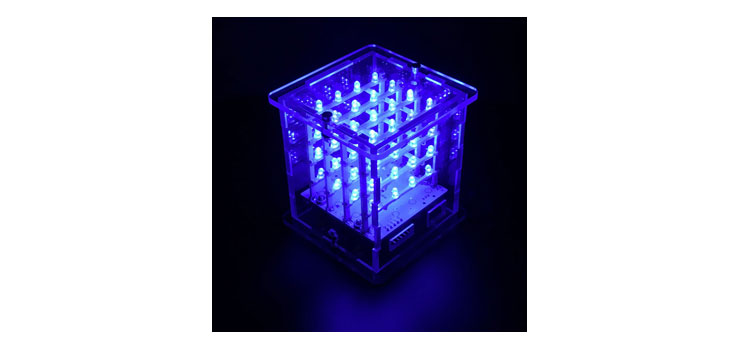 4x4x4 Arduino Based Blue LED Acrylic Cube Kit