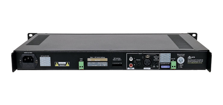 Compact 1RU Public Address (PA) 100V Amplifier 30W