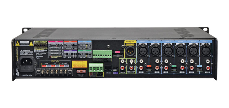 Phase5 Public Address (PA) Mixer Amplifier 125W 6 Input