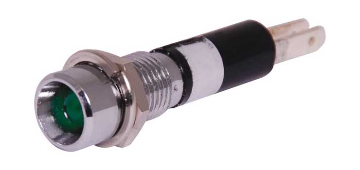 Green 5mm 12V LED With Chrome Bezel
