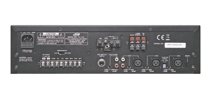 PA Mixer Amplifier 4 Zone 120W