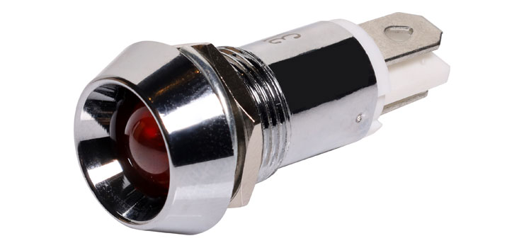 Red 100mcd 10mm LED With Chrome Bezel