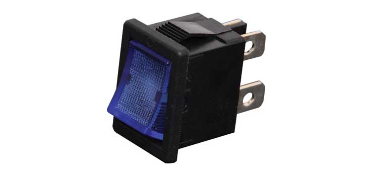 DPST Blue Illuminated Mini Rocker Switch