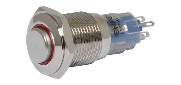 DPDT Alternate LED Red Solder Tail Pushbutton Switch