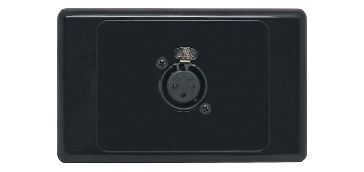 Black 3 pin XLR Horizontal Microphone Wallplate