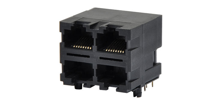 8P8C RJ45 PCB Mount Modular Socket 4-Way