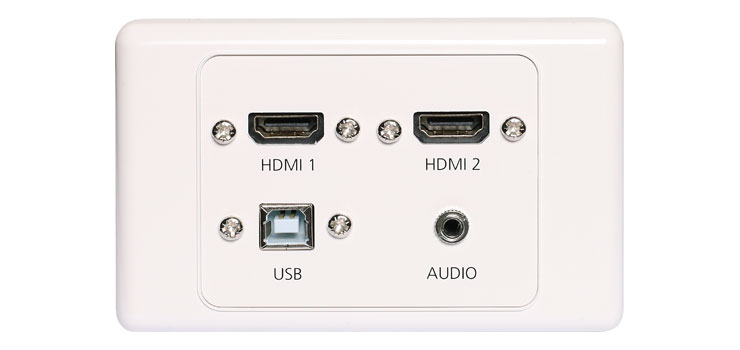 3.5mm Audio, USB Type B & HDMI Fly Lead Wallplate