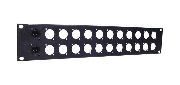 2U 24 Way 'D' Series Connector 19" Patch Rack Panel