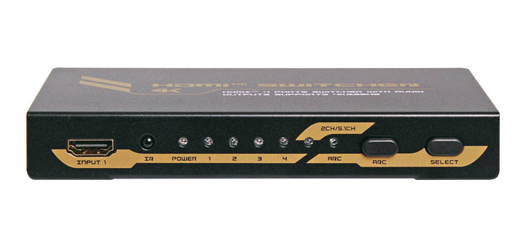4 Way 4k HDMI Switcher With Audio Extractor And Remote