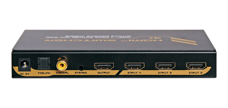 4 Way 4k HDMI Switcher With Audio Extractor And Remote