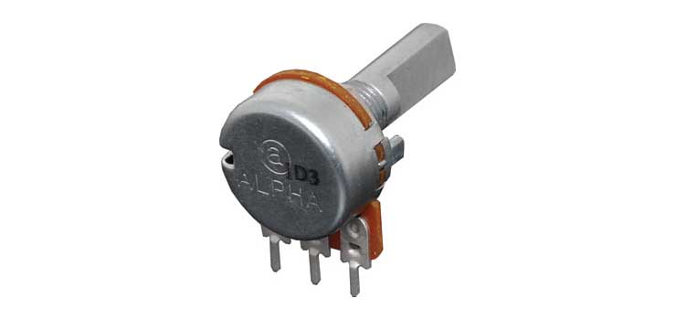 5k Log D Shaft 16mm Single Horizontal PCB Pot