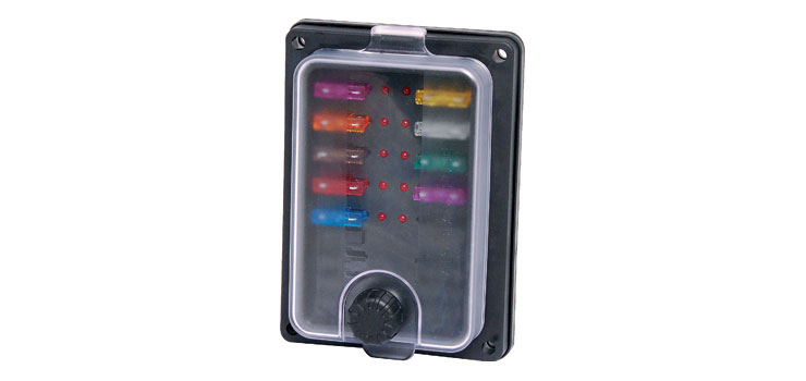 10 Way IP65 Panel / Chassis Mount Blade Fuse Holder
